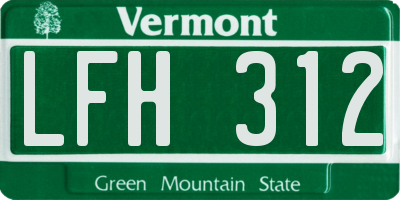 VT license plate LFH312