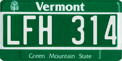 VT license plate LFH314
