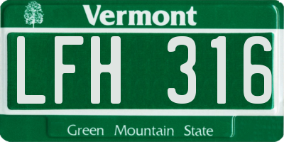 VT license plate LFH316