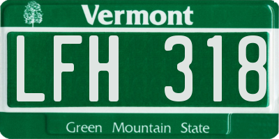 VT license plate LFH318