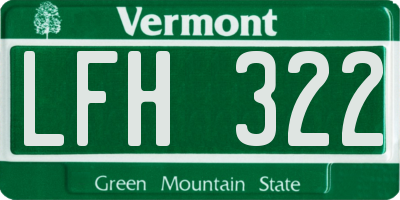 VT license plate LFH322