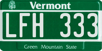 VT license plate LFH333