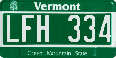 VT license plate LFH334