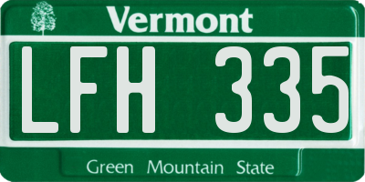 VT license plate LFH335
