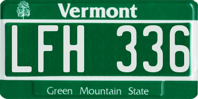 VT license plate LFH336
