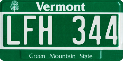 VT license plate LFH344