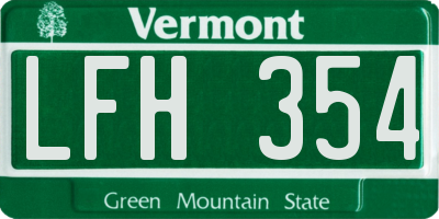 VT license plate LFH354