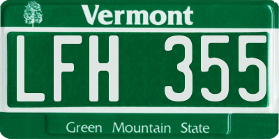 VT license plate LFH355