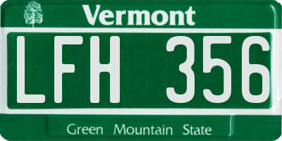 VT license plate LFH356