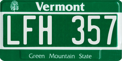 VT license plate LFH357