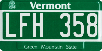 VT license plate LFH358
