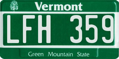 VT license plate LFH359