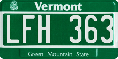 VT license plate LFH363