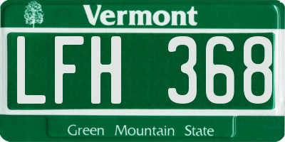 VT license plate LFH368