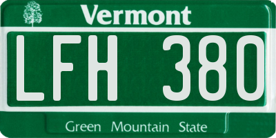 VT license plate LFH380