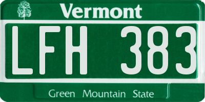 VT license plate LFH383