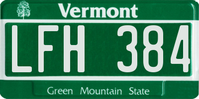 VT license plate LFH384