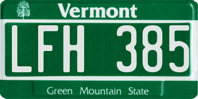 VT license plate LFH385