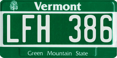 VT license plate LFH386