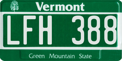 VT license plate LFH388