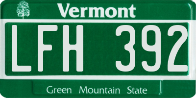 VT license plate LFH392