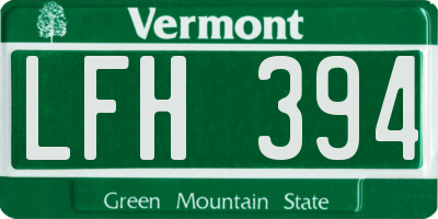 VT license plate LFH394