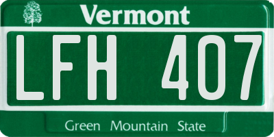 VT license plate LFH407