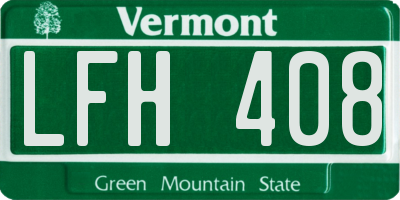 VT license plate LFH408