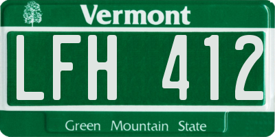 VT license plate LFH412