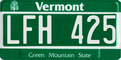 VT license plate LFH425