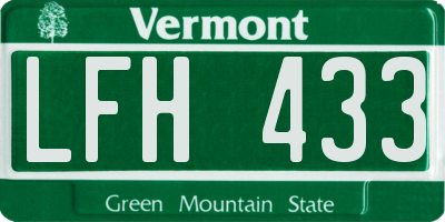 VT license plate LFH433