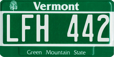 VT license plate LFH442