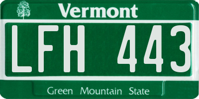 VT license plate LFH443