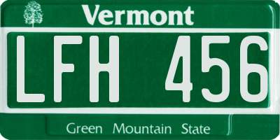 VT license plate LFH456