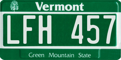 VT license plate LFH457