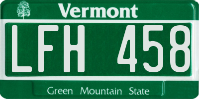 VT license plate LFH458