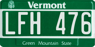 VT license plate LFH476