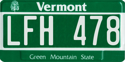VT license plate LFH478