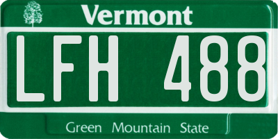 VT license plate LFH488