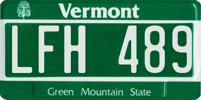 VT license plate LFH489