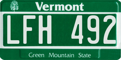 VT license plate LFH492