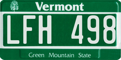 VT license plate LFH498