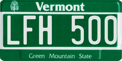 VT license plate LFH500