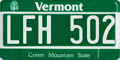 VT license plate LFH502