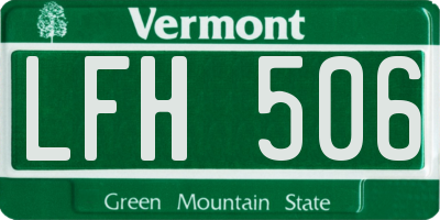 VT license plate LFH506