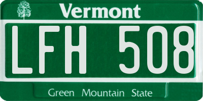 VT license plate LFH508
