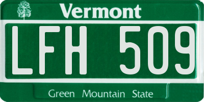 VT license plate LFH509