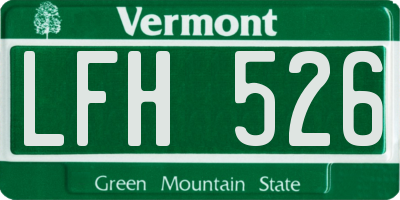 VT license plate LFH526