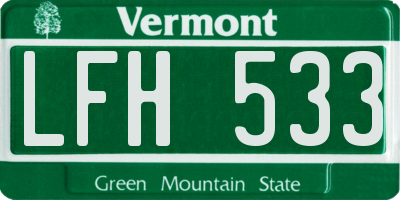 VT license plate LFH533