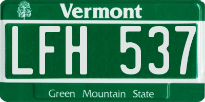 VT license plate LFH537